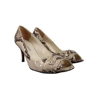 Jon Josef Shoes Womens 8.5 Pumps Fashion Leather Peep Toe Stiletto Snakeskin
